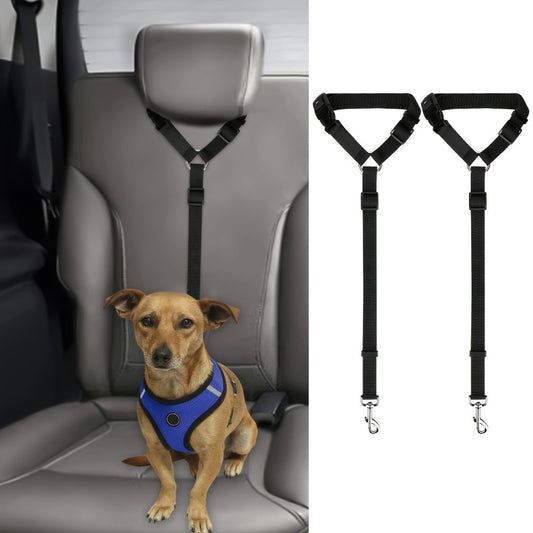Adjustable Dog Seat Belt Harness – Dual Clip Safety Restraint for Cars & SUVs (2-Pack)
