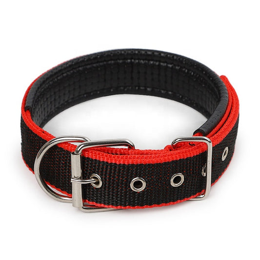 Tough-Trek Red & Black Dog Collar – Heavy-Duty, Stylish & Secure